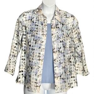 Draper's & Damon's Blouse & Tank Top Set Medium Textured Blue Floral Bell Sleeve